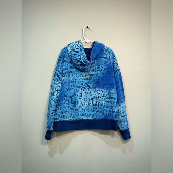 Boys’ Blue GAP Logo Script Hoodie Size M VGUC - Picture 2 of 3